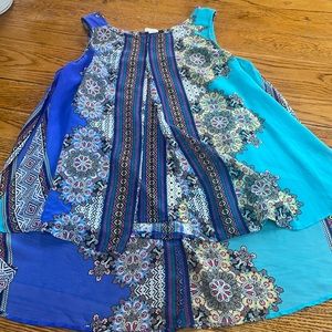 Cocomo sleeveless top, blue with medallion design.  Size Medium.